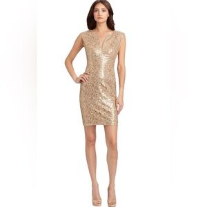 NWT BCBGMAXAZRIA GOLD KAYA COCKTAIL DRESS SIZE 0